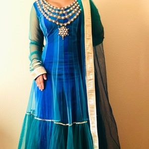 Teal Blue Salwar Kameez/Indian Dress/churidar
